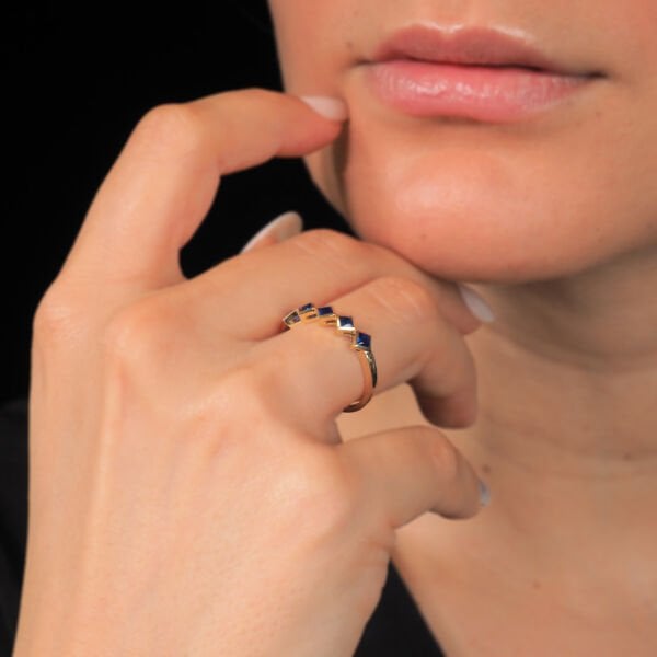 14 Ayar Altın Mavi Prenses Taşlı Yüzük