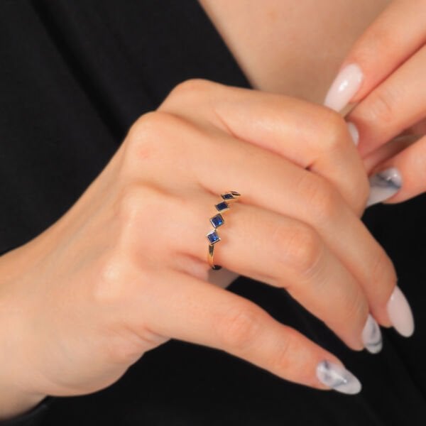 14 Ayar Altın Mavi Prenses Taşlı Yüzük