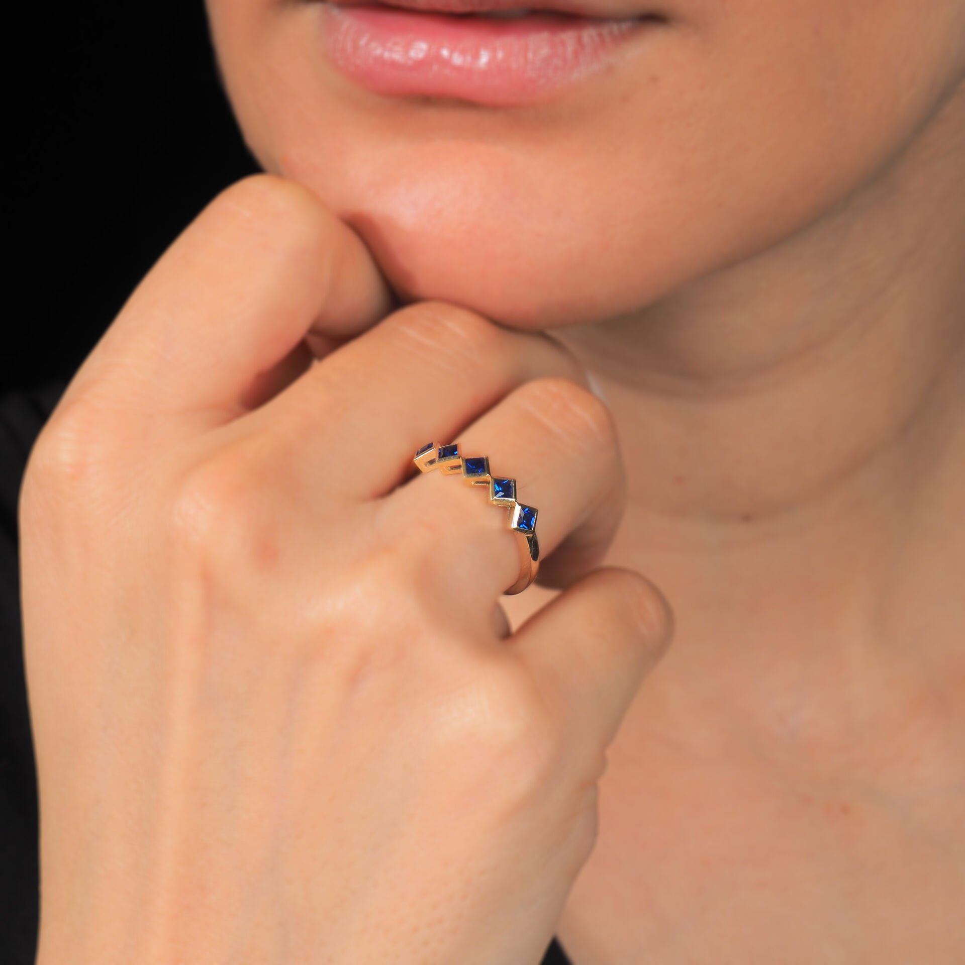 14 Ayar Altın Mavi Prenses Taşlı Yüzük