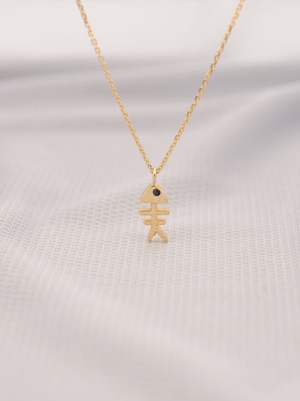 14 Ayar Altın Balık Kılçığı Kolye