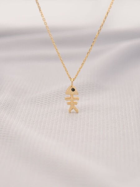 14 Ayar Altın Balık Kılçığı Kolye