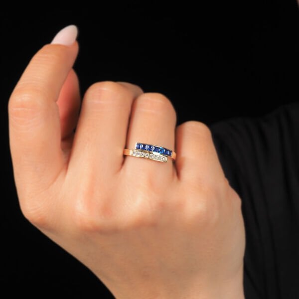 14 Ayar Altın Mavi Taşlı Yüzük