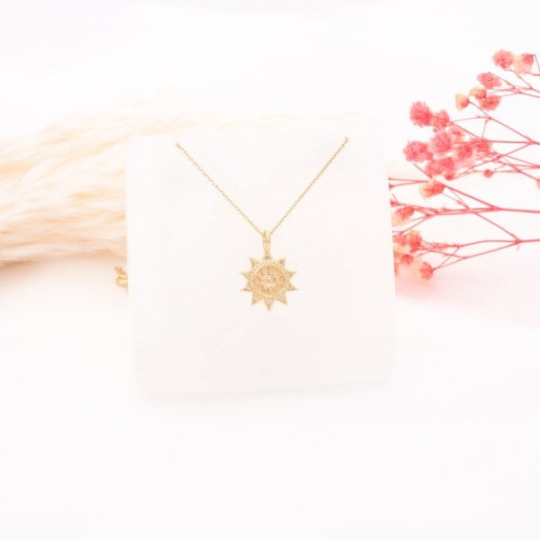 14 Ayar Altın Güneş Kolye