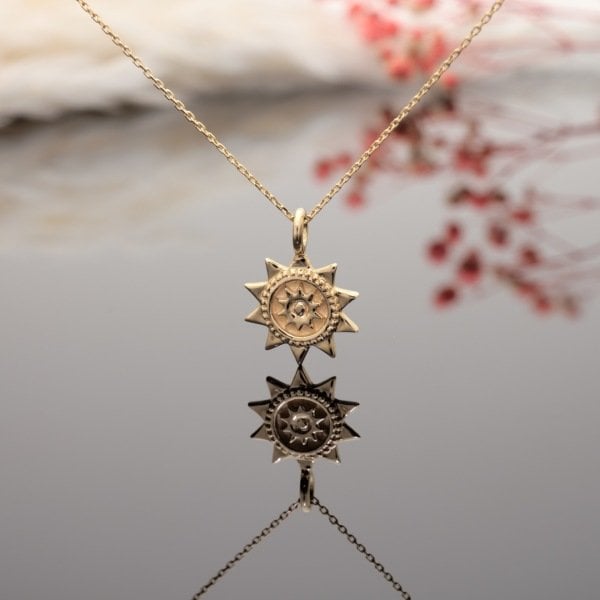 14 Ayar Altın Güneş Kolye