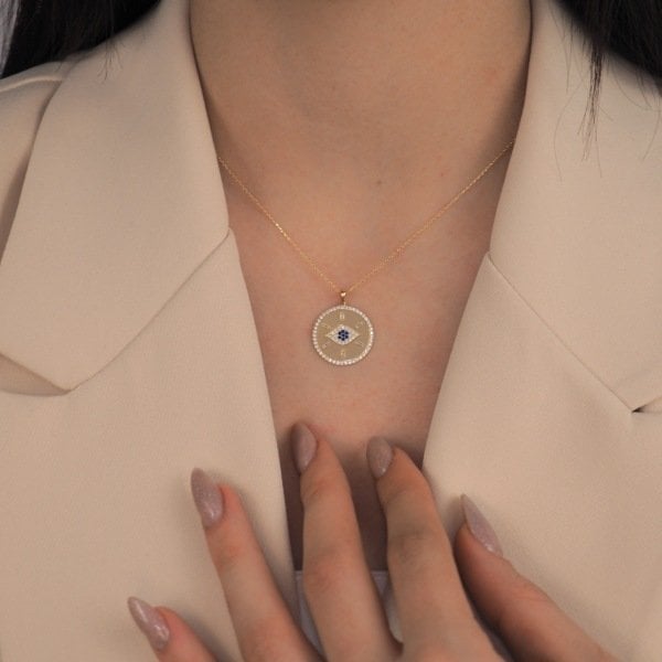 14 Ayar Altın Taşlı Göz Kolye