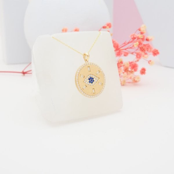 14 Ayar Altın Taşlı Göz Kolye