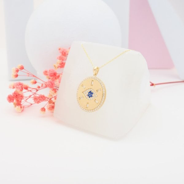 14 Ayar Altın Taşlı Göz Kolye