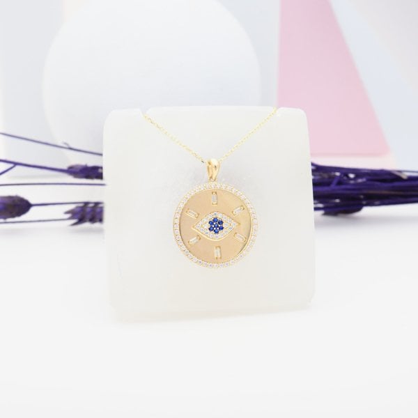 14 Ayar Altın Taşlı Göz Kolye