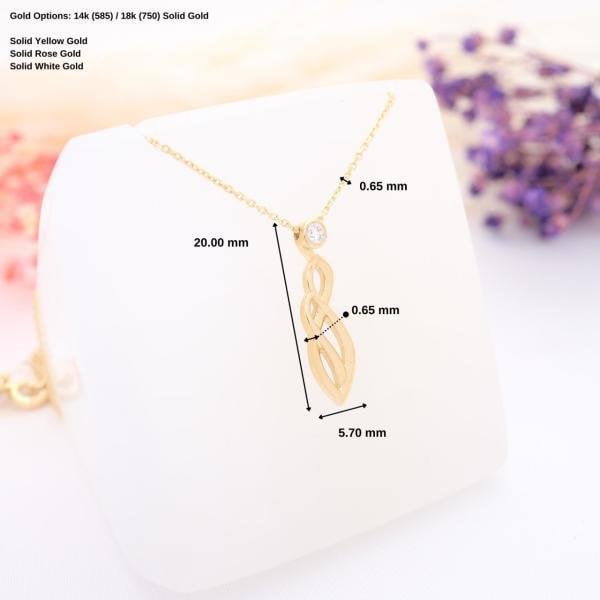 14 Ayar Altın Taşlı Asimetrik Kolye