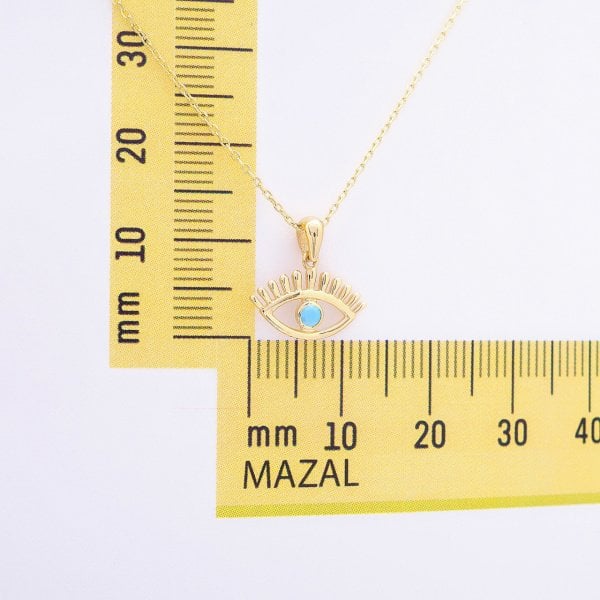 14 Ayar Altın Mini Mavi Göz Kolye