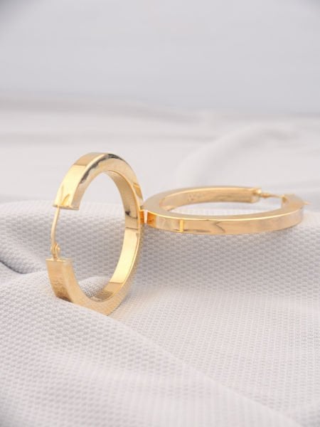 14 Ayar Altın Köşeli Halka Küpe