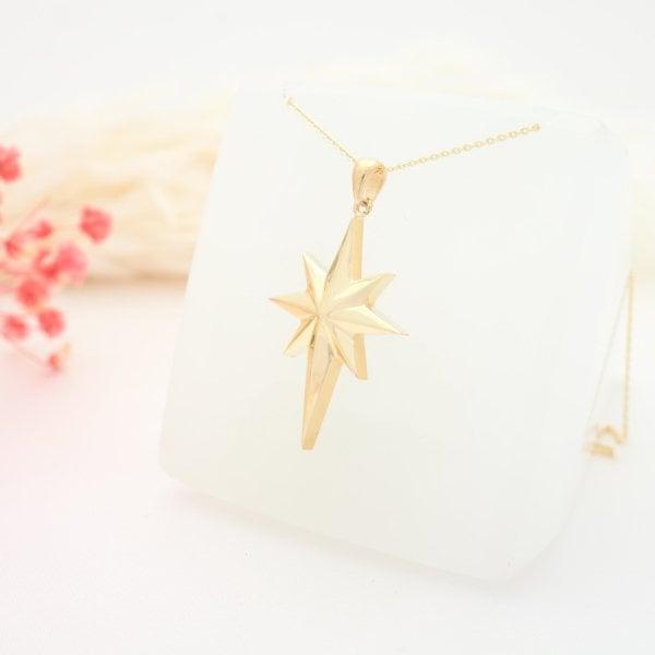14 Ayar Altın Kutup Yıldız Kolye
