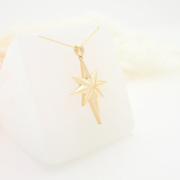 14 Ayar Altın Kutup Yıldız Kolye