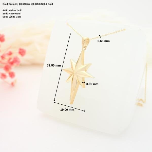 14 Ayar Altın Kutup Yıldız Kolye