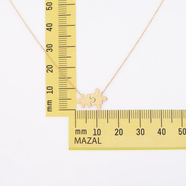 14 Ayar Altın Çift Puzzle Kolye