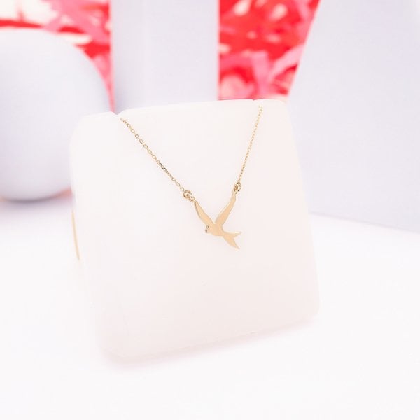 14 Ayar Altın Zarif Kuş Kolye