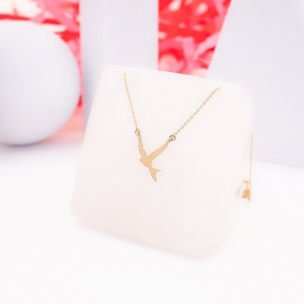 14 Ayar Altın Zarif Kuş Kolye