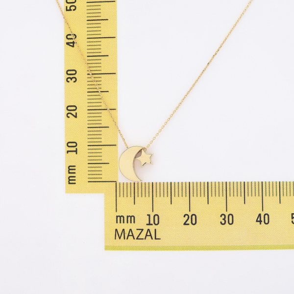 14 Ayar Altın Ay Yıldız Kolye Rose - 55cm