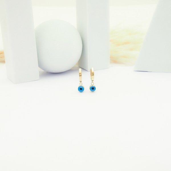 14 Ayar Altın Nazar Küpe