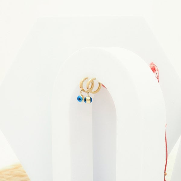 14 Ayar Altın Nazar Küpe