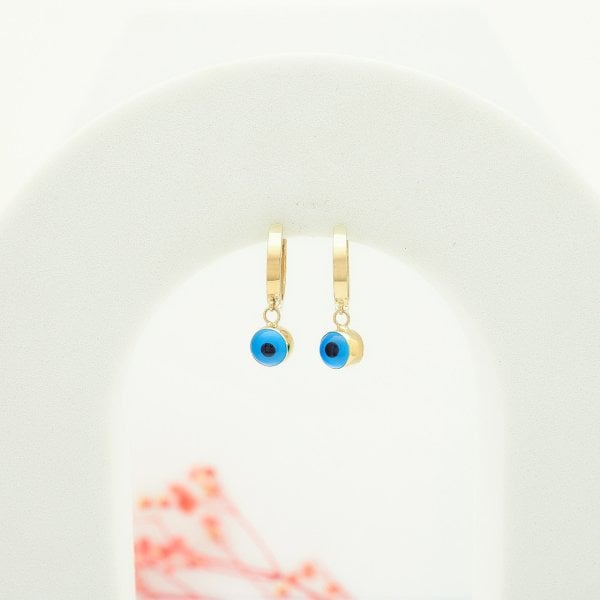 14 Ayar Altın Nazar Küpe