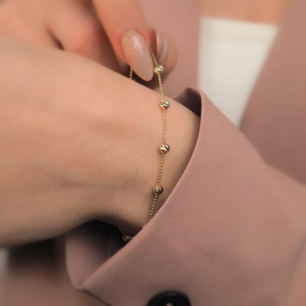 14 Ayar Altın Zarif  Top Top Bileklik