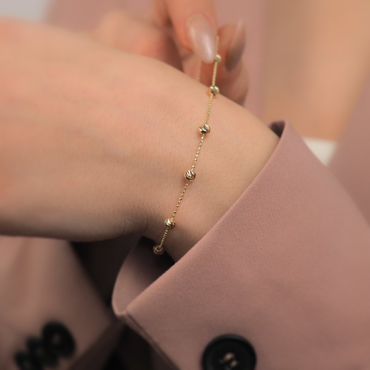 14 Ayar Altın Zarif  Top Top Bileklik