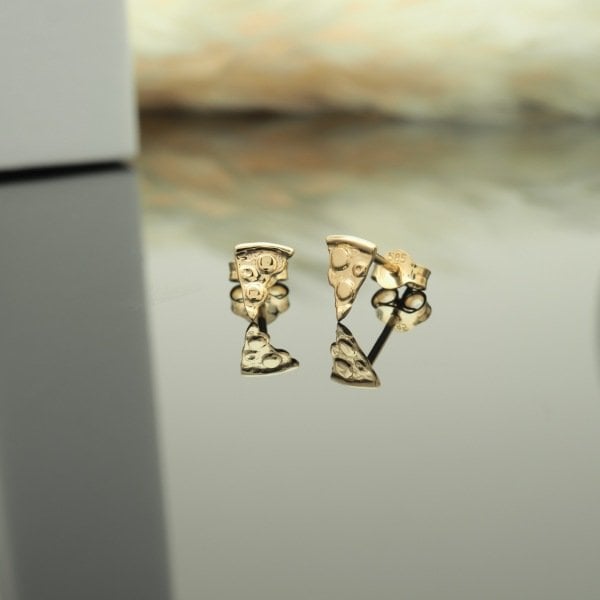 14 Ayar Altın Pizza Küpe