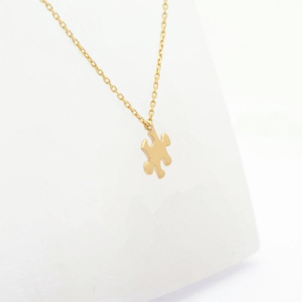 14 Ayar Altın Kalp Puzzle Kolye