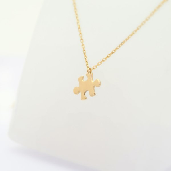 14 Ayar Altın Kalp Puzzle Kolye