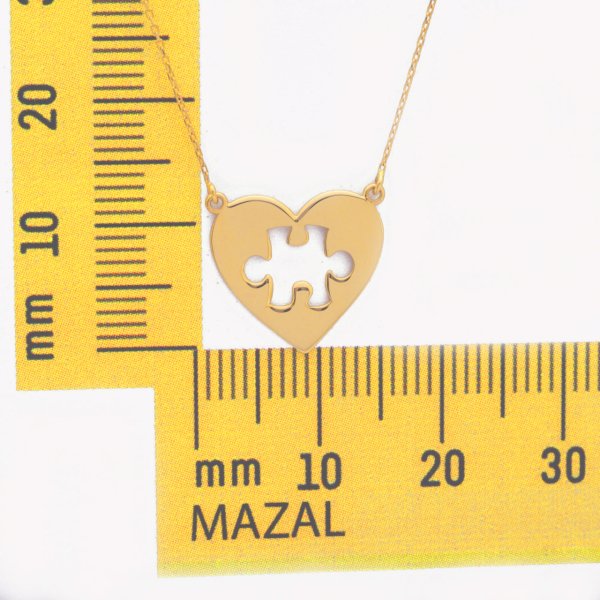 14 Ayar Altın Kalp Puzzle Kolye