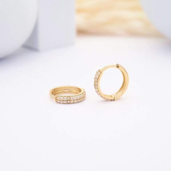 14 Ayar Altın 2 Sıra Halka Küpe