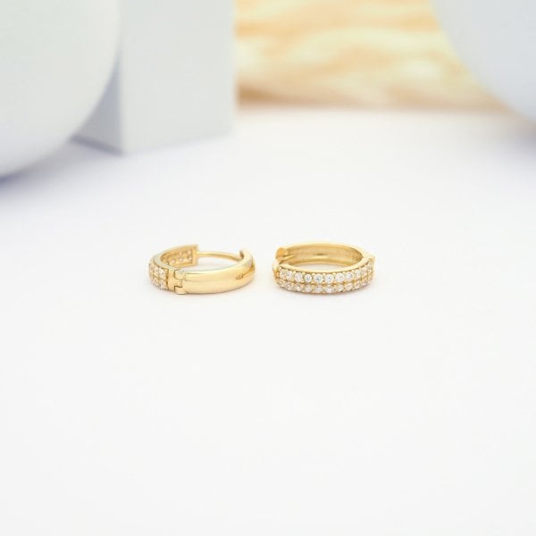 14 Ayar Altın 2 Sıra Halka Küpe