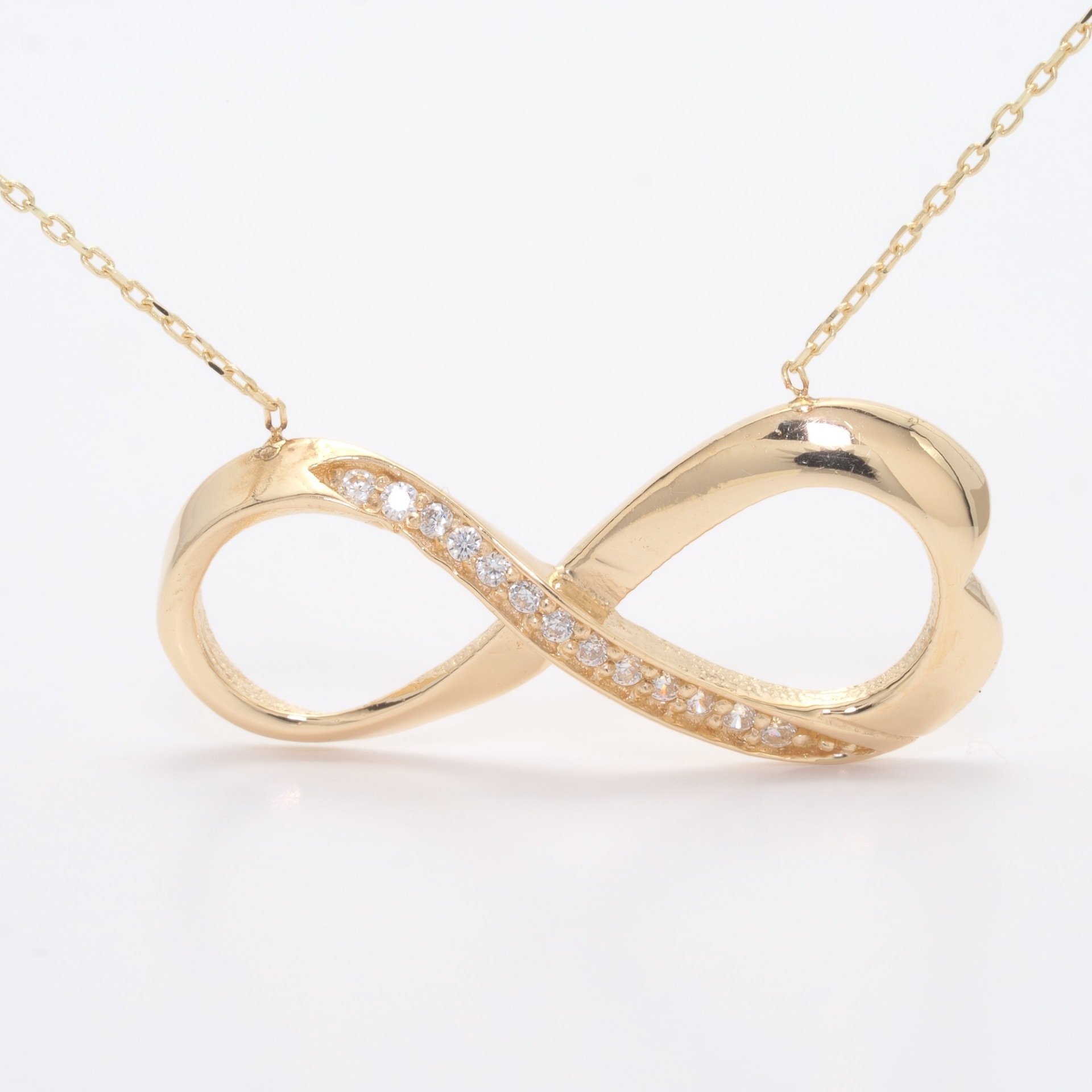 14 Ayar Altın Taşlı Sonsuzluk Kolye