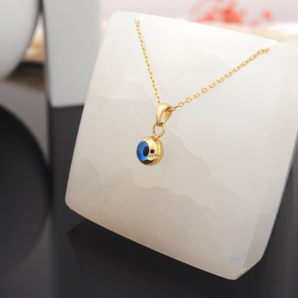 14 Ayar Altın Zarif Nazar Boncuklu Kolye