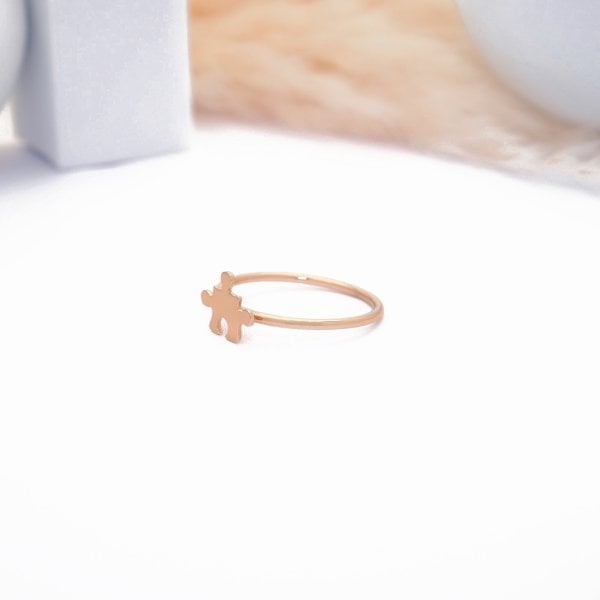 14 Ayar Altın Taşsız Puzzle Yüzük