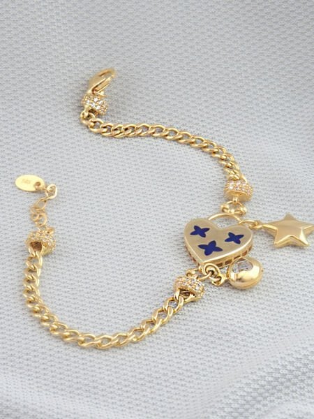 14 Ayar Altın Kalpli Bileklik