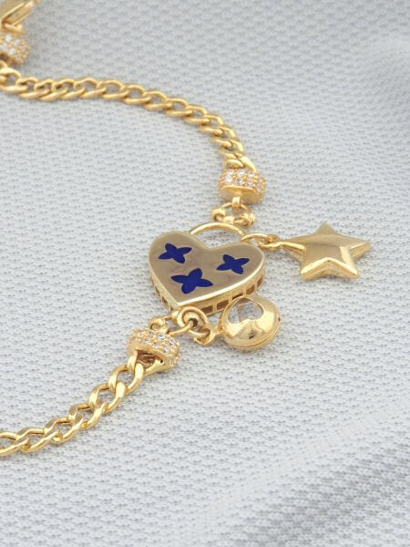 14 Ayar Altın Kalpli Bileklik