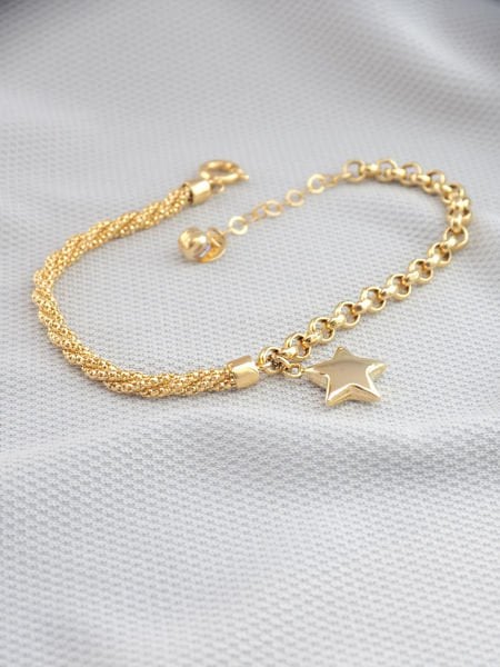 14 Ayar Altın Yıldız Tasarım Bileklik