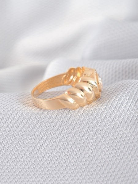 14 Ayar Altın Taşlı Kruvasan Yüzük