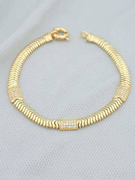 14 Ayar Altın Taşlı Tasarım Bileklik