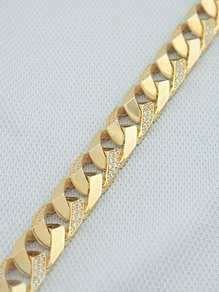 14 Ayar Altın Gurmet Zincir Taşlı Bileklik