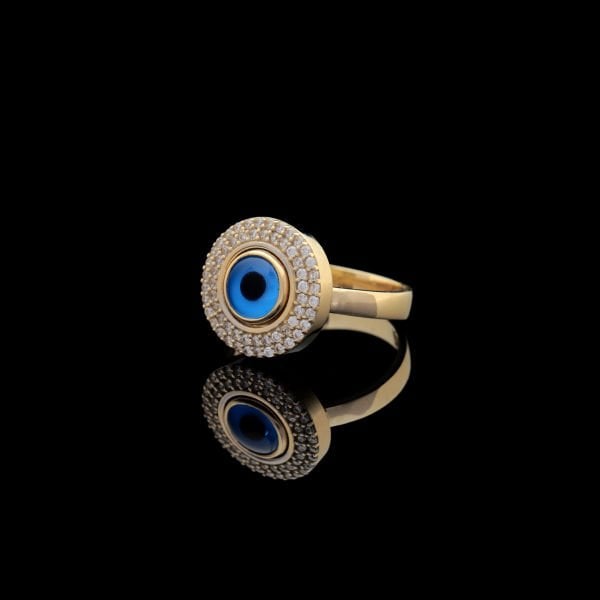 14 Ayar Altın Göz Boncuk Yüzük