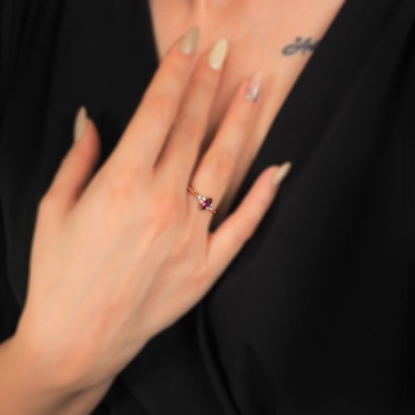 14 Ayar Altın Pırlanta Radolite Markiz Yüzük