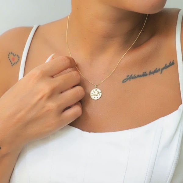 14 Ayar Altın Başak Burcu Kolye