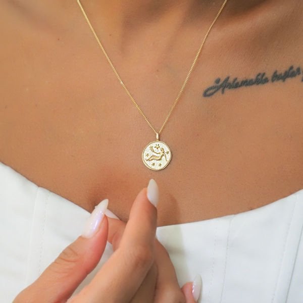 14 Ayar Altın Başak Burcu Kolye