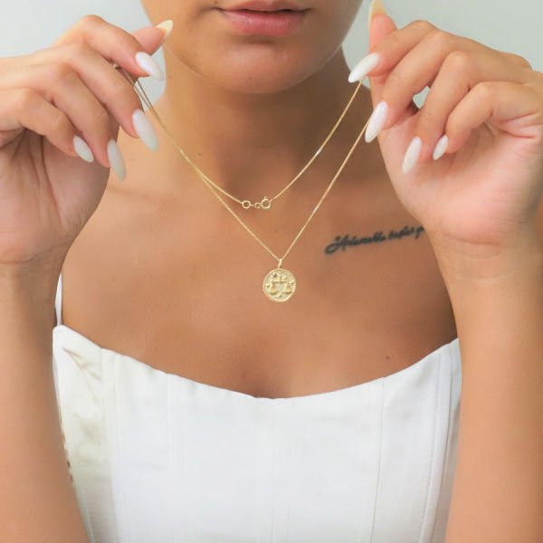 14 Ayar Altın Terazi Burcu Kolye