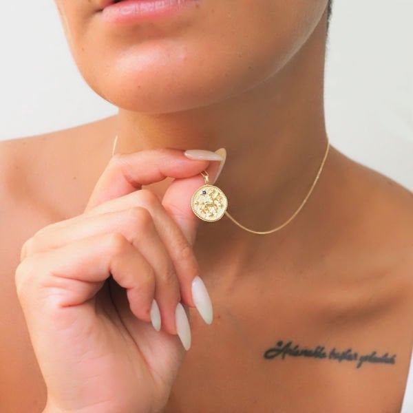 14 Ayar Altın Yay Burcu Kolye