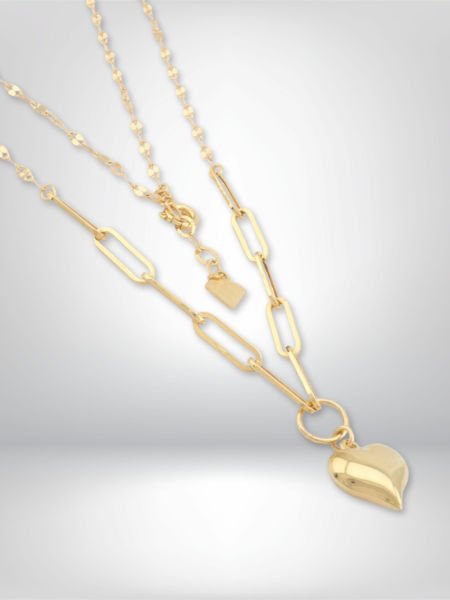 14 Ayar Altın Zincirli Kalp Kolye