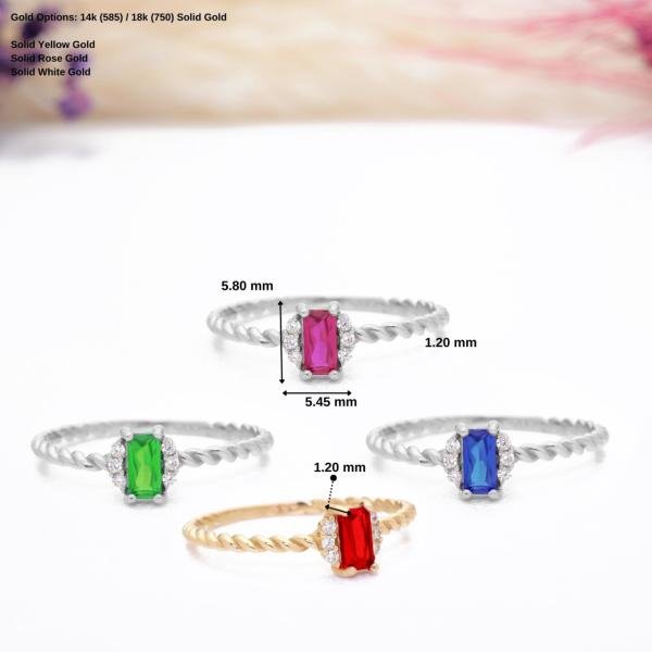 14 Ayar Altın Renkli Taşlı Zarif Yüzük